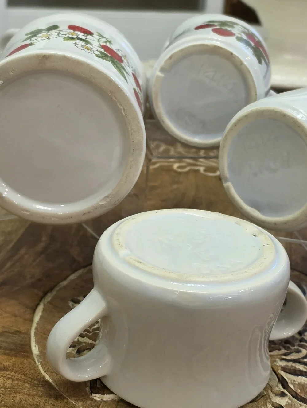 Vintage McCoy Pottery Strawberry Country 4pc Creamer Sugar Milk Jug Set 1970s